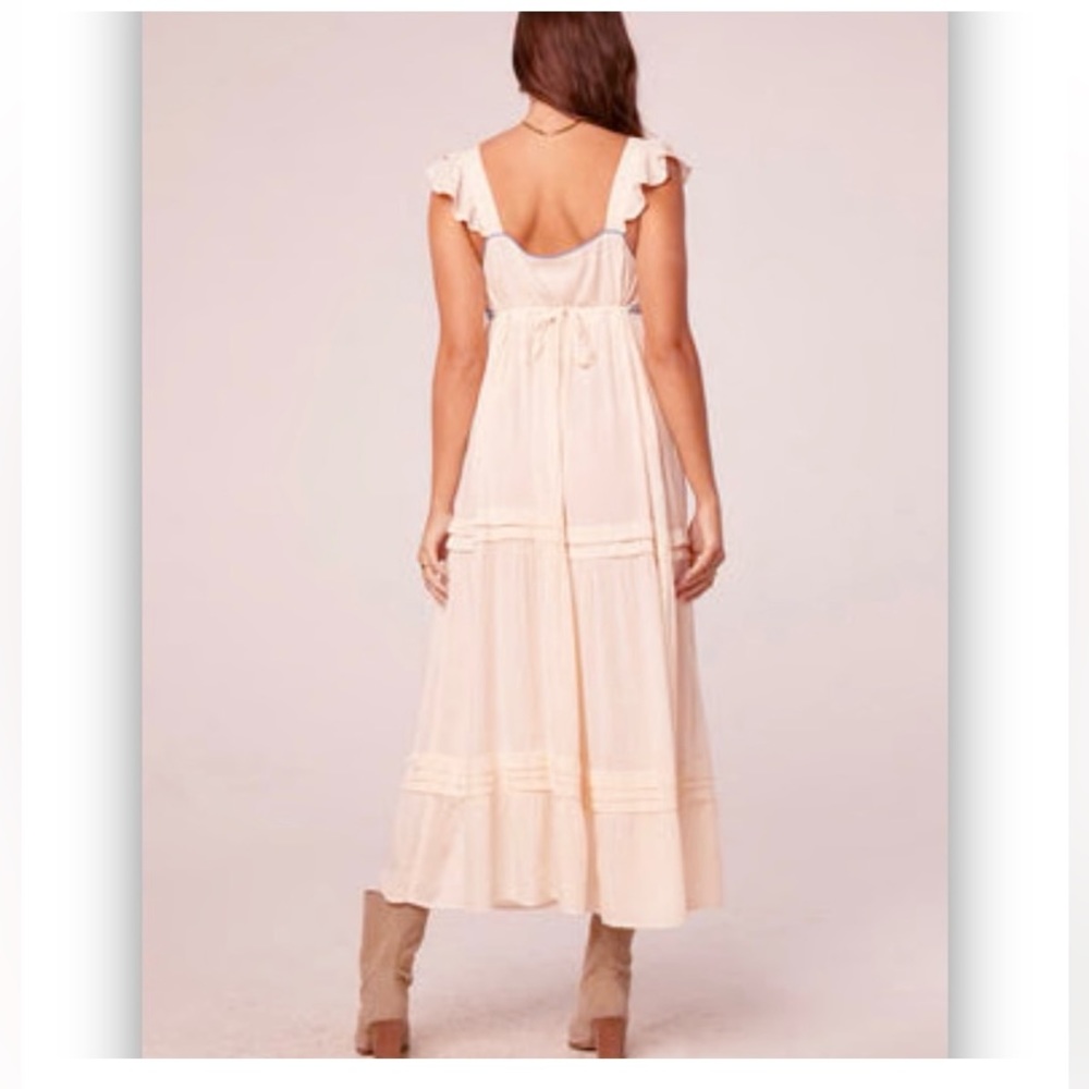 NWT | BAND OF THE FREE NAVYA DRESS | Size Large | Blue & Cream Tiered Midi Dress - Picture 6 of 9